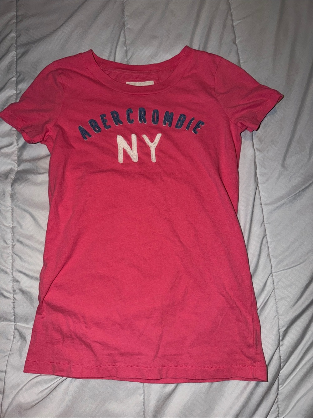 Abercrombie & Fitch Hot Pink Tee with Navy and White Appliqué